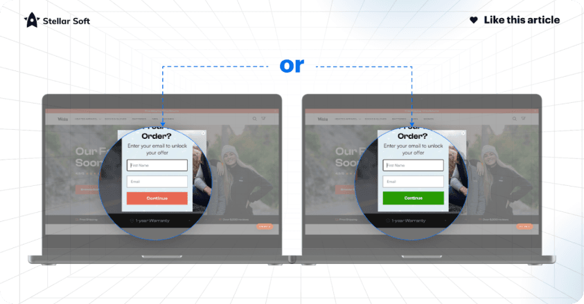 Two laptop screens displaying email sign-up forms for exclusive offers.