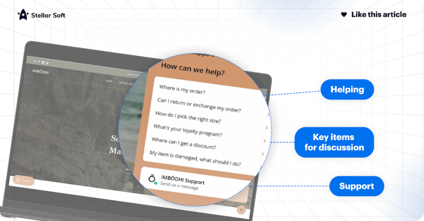 Website customer support chat interface with various query options highlighted.