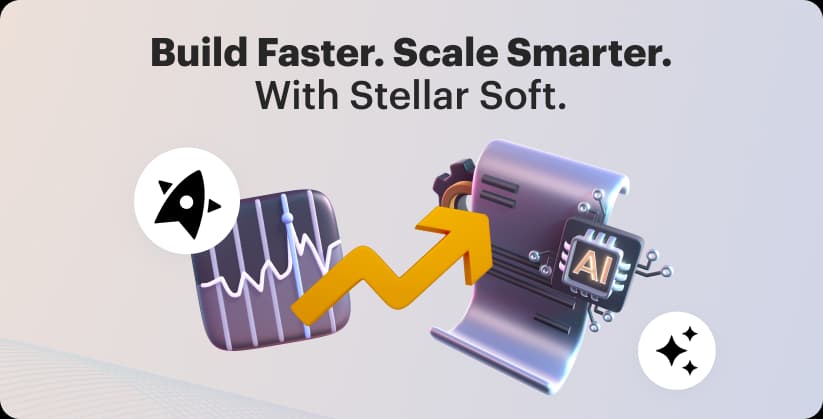 "Rocket, chart, AI chip, and arrow symbolizing growth and efficiency."